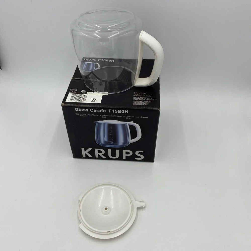 Krups Unisex 12-Cup Glass Carafe White F15B0H Replacement FME Coffee Maker Pot